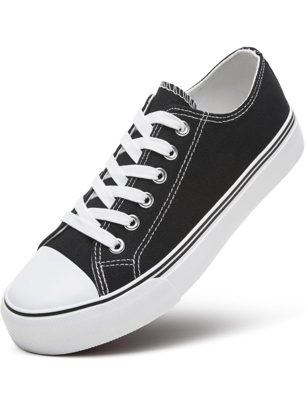 Stylish White Low Top Tennis Shoes for Women | Lace-Up Canvas Sneakers